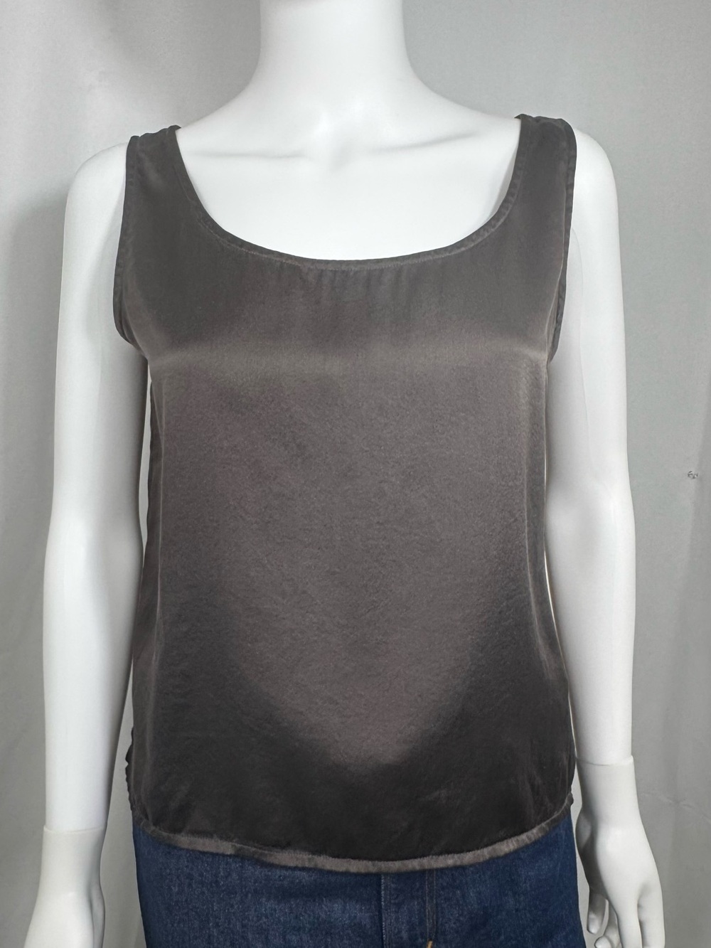 Eileen Fisher 100% Silk Scoop Neck Tank Top Brown M